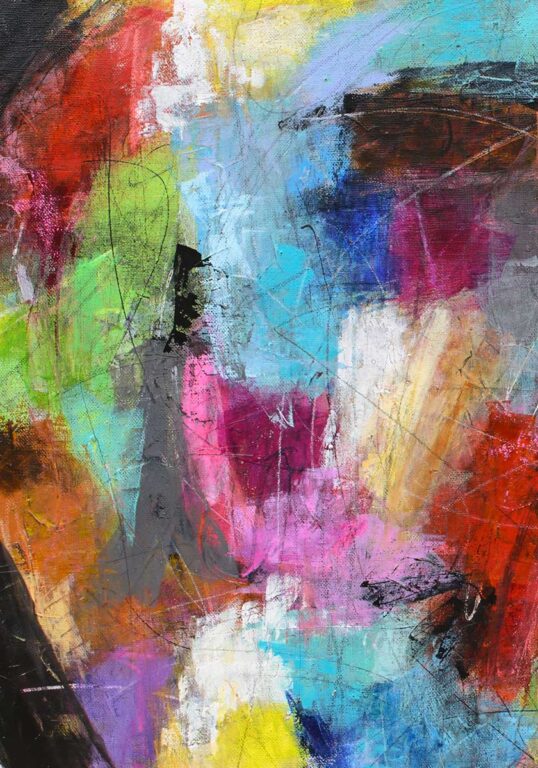 Abstrakt motiv med farver i indretning, tydelige kontraster og rolig billedbalance