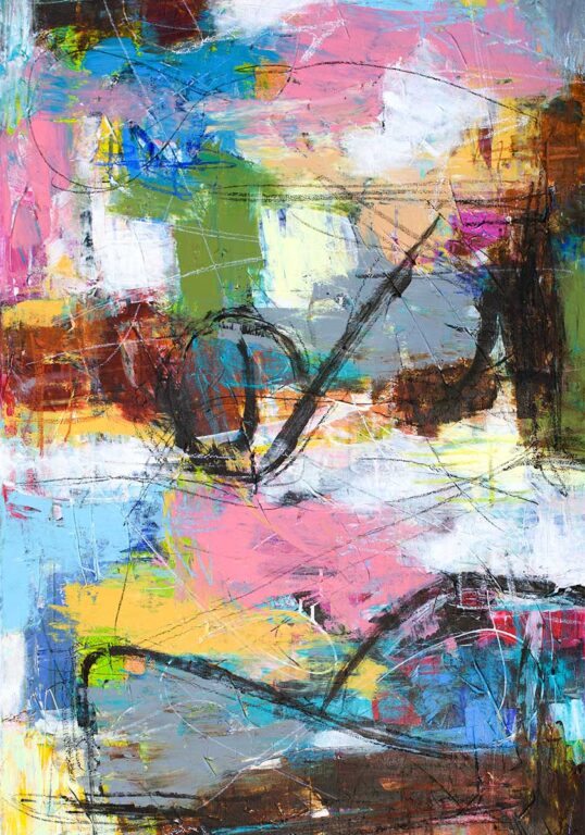 Kunst og indretning vist gennem abstrakt motiv med farveanker og kontrast